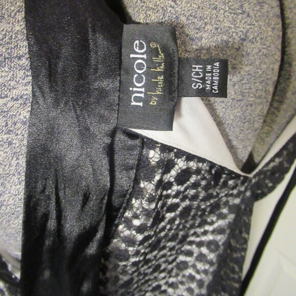 Nicole Miller Black & White Lace Dot Size Small Halter Neck Top Satin Bow Tie - Picture 14 of 14